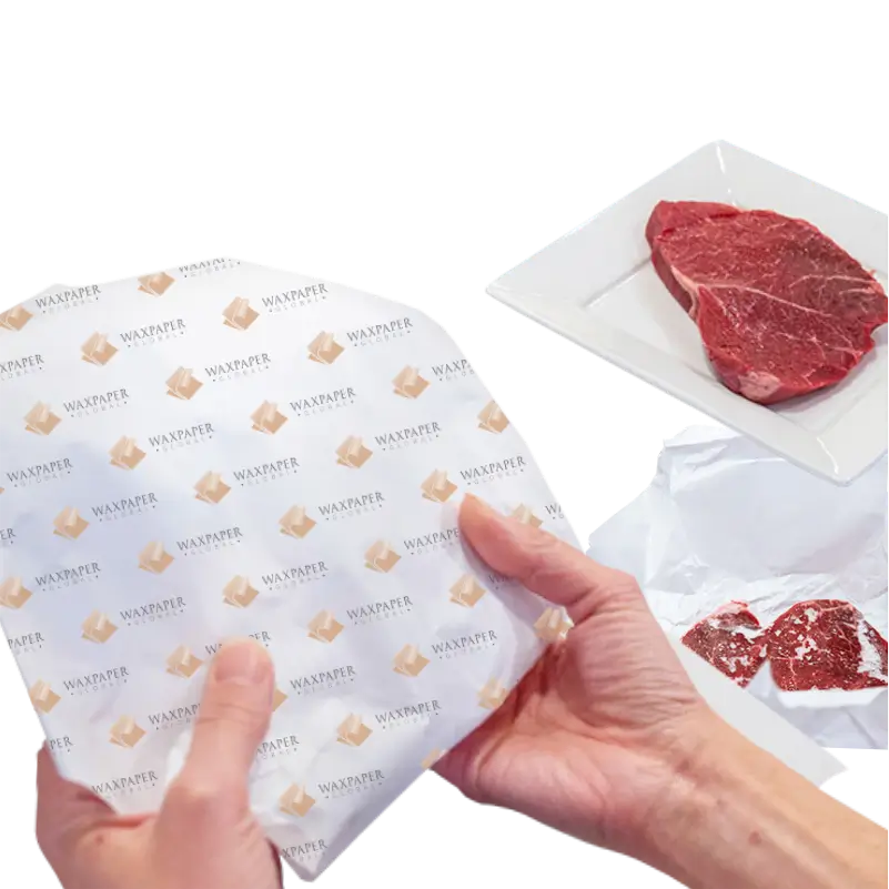 Raw meat cut wrapped in custom-printed freezer paper by Wax Paper Global, ideal for preserving meat freshness and quality